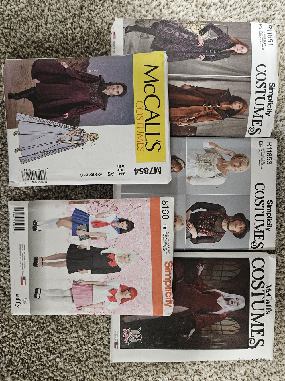 Simplicity Costume Pattern Pack - Lot Of 5 Patterns